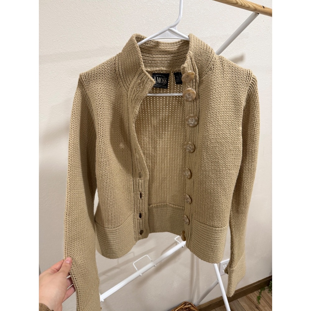 Vintage B. Moss Chunky Knit Cardigan Sweater Y2K women's M Button Up Neutral